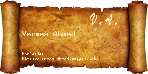 Vermes Ahmed névjegykártya